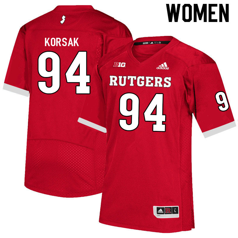 Women #94 Adam Korsak Rutgers Scarlet Knights College Football Jerseys Sale-Scarlet